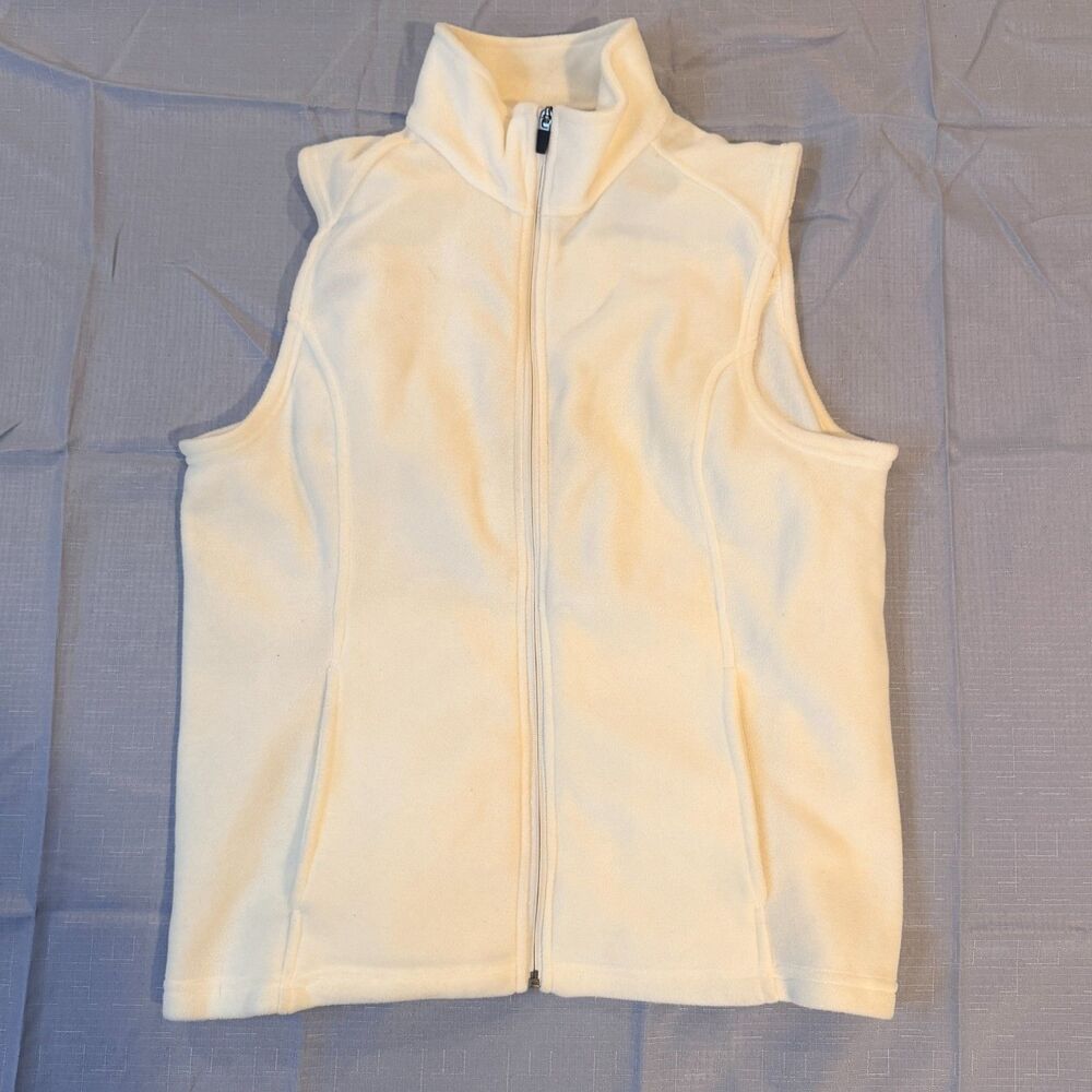 Lands End Polartec Aircore 100 Fleece Vest Womens L 14-16 Ivory Full Zip